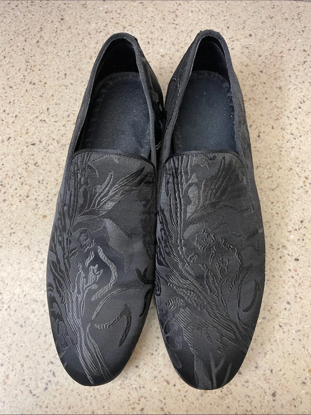 Aldo Black Floral Jacquard Slip-On Loafers